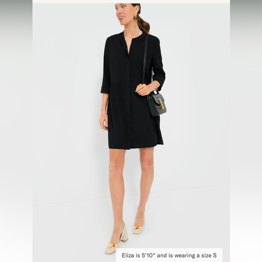 Tuckernuck Black Stretch Crepe Royal Shirt Dress